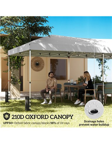 Outsunny 3 x 6 m Pop Up Canopy with UV50+ Protection Garden Gazebo with 6 Sidewalls, White