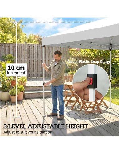 Outsunny 3 x 6 m Pop Up Canopy with UV50+ Protection Garden Gazebo with 6 Sidewalls, White