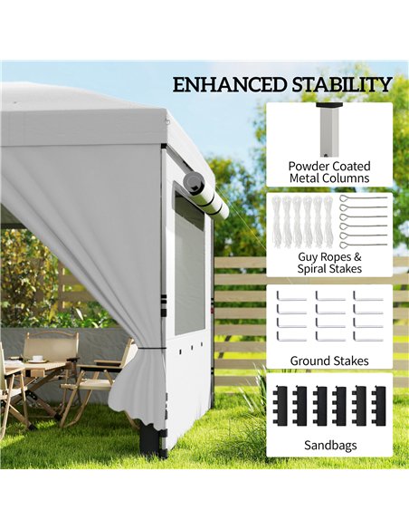Outsunny 3 x 6 m Pop Up Canopy with UV50+ Protection Garden Gazebo with 6 Sidewalls, White - pic 186185 | FastDaddyshop