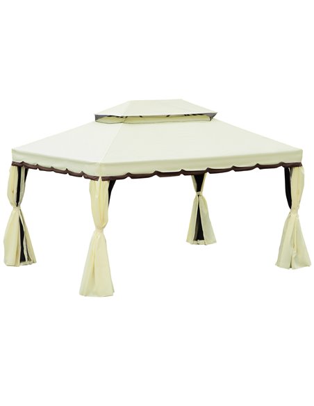 Outsunny 3x4m Aluminium Metal Gazebo with Nets and Sidewalls, Cream White - pic 18620 | FastDaddyshop