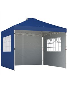 Outsunny Pop Up Gazebo Waterproof Height Adjustable Canopy with 3 Sidewalls Wheeled Bag for Parties 3 x 3 m Dark Blue