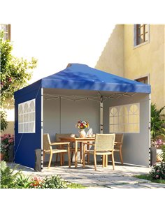 Outsunny Pop Up Gazebo Waterproof Height Adjustable Canopy with 3 Sidewalls Wheeled Bag for Parties 3 x 3 m Dark Blue 2