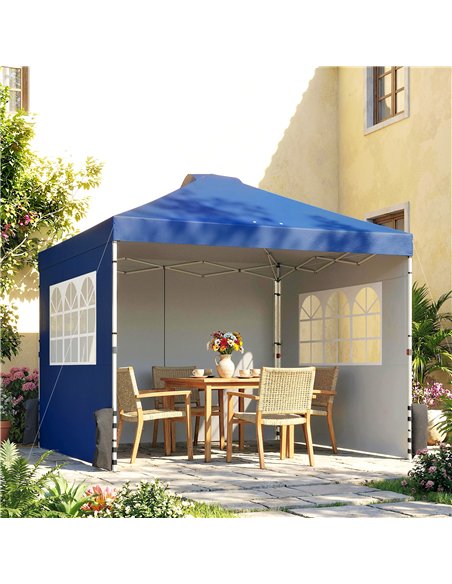 Outsunny Pop Up Gazebo Waterproof Height Adjustable Canopy with 3 Sidewalls Wheeled Bag for Parties 3 x 3 m Dark Blue - pic 186207 | FastDaddyshop
