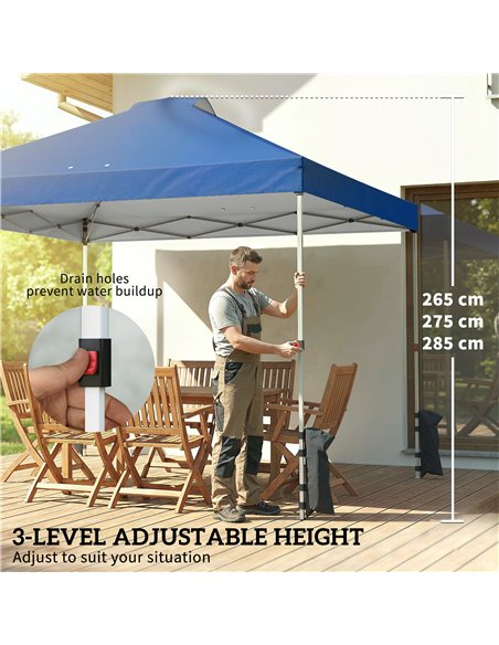 Outsunny Pop Up Gazebo Waterproof Height Adjustable Canopy with 3 Sidewalls Wheeled Bag for Parties 3 x 3 m Dark Blue - pic 186212 | FastDaddyshop