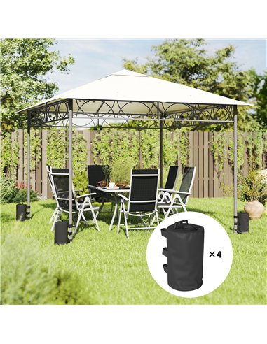 Outsunny Set of 4 Gazebo Weights Sand Bags, Gazebo Water Weights Bags with Carry Handles for Garden Marquee, Parasol, Black