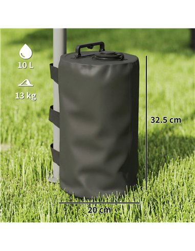 Outsunny Set of 4 Gazebo Weights Sand Bags, Gazebo Water Weights Bags with Carry Handles for Garden Marquee, Parasol, Black