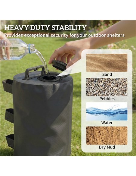 Outsunny Set of 4 Gazebo Weights Sand Bags, Gazebo Water Weights Bags with Carry Handles for Garden Marquee, Parasol, Black - pic 186218 | FastDaddyshop
