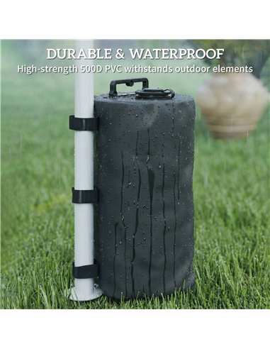 Outsunny Set of 4 Gazebo Weights Sand Bags, Gazebo Water Weights Bags with Carry Handles for Garden Marquee, Parasol, Black