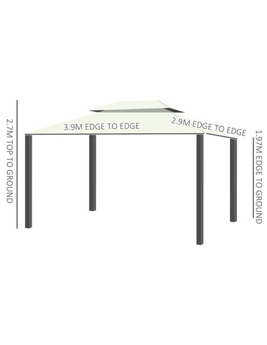 Outsunny 3x4m Aluminium Metal Gazebo with Nets and Sidewalls, Cream White