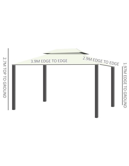 Outsunny 3x4m Aluminium Metal Gazebo with Nets and Sidewalls, Cream White - pic 18622 | FastDaddyshop