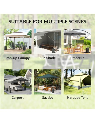 Outsunny Set of 4 Gazebo Weights Sand Bags, Gazebo Water Weights Bags with Carry Handles for Garden Marquee, Parasol, Black