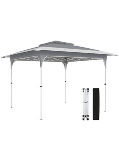 Outsunny 3.5 x 3.5 m Pop Up Gazebo with One-Push Setup, UPF50+ Double Tier Garden Party Tent Marquee with Carry Bag, Dark Grey