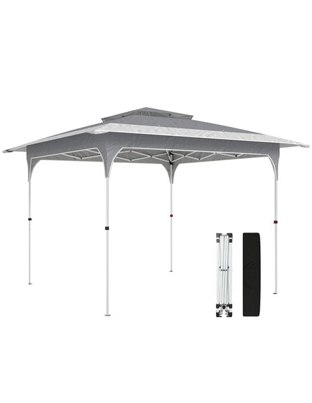 Outsunny 3.5 x 3.5 m Pop Up Gazebo with One-Push Setup, UPF50+ Double Tier Garden Party Tent Marquee with Carry Bag, Dark Grey - pic 186233 | FastDaddyshop