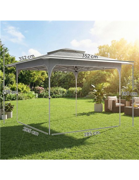 Outsunny 3.5 x 3.5 m Pop Up Gazebo with One-Push Setup, UPF50+ Double Tier Garden Party Tent Marquee with Carry Bag, Dark Grey - pic 186235 | FastDaddyshop