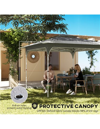 Outsunny 3.5 x 3.5 m Pop Up Gazebo with One-Push Setup, UPF50+ Double Tier Garden Party Tent Marquee with Carry Bag, Dark Grey