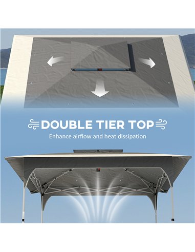 Outsunny 3.5 x 3.5 m Pop Up Gazebo with One-Push Setup, UPF50+ Double Tier Garden Party Tent Marquee with Carry Bag, Dark Grey