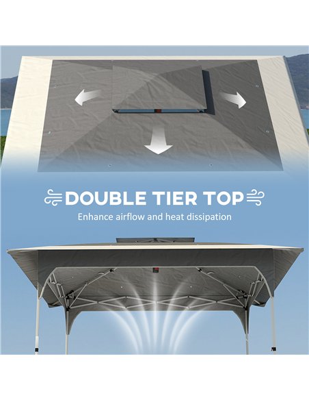 Outsunny 3.5 x 3.5 m Pop Up Gazebo with One-Push Setup, UPF50+ Double Tier Garden Party Tent Marquee with Carry Bag, Dark Grey - pic 186237 | FastDaddyshop