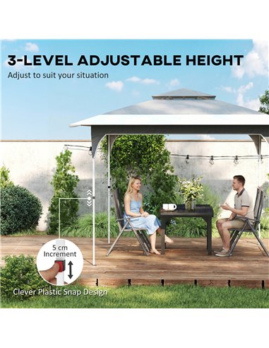 Outsunny 3.5 x 3.5 m Pop Up Gazebo with One-Push Setup, UPF50+ Double Tier Garden Party Tent Marquee with Carry Bag, Dark Grey