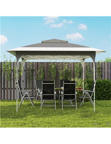 Outsunny 3.5 x 3.5 m Pop Up Gazebo with One-Push Setup, UPF50+ Double Tier Garden Party Tent Marquee with Carry Bag, Dark Grey
