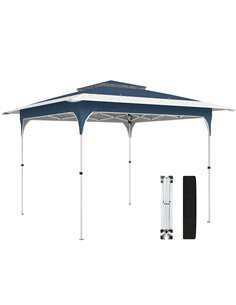 Outsunny 3.5 x 3.5 m Pop Up Gazebo with One-Push Setup, UPF50+ Double Tier Garden Party Tent Marquee with Carry Bag, Blue