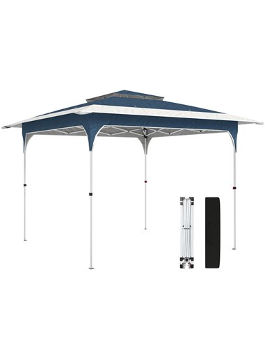 Outsunny 3.5 x 3.5 m Pop Up Gazebo with One-Push Setup, UPF50+ Double Tier Garden Party Tent Marquee with Carry Bag, Blue