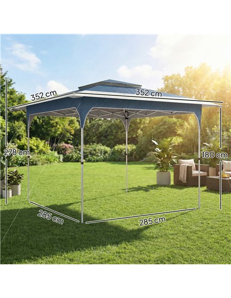 Outsunny 3.5 x 3.5 m Pop Up Gazebo with One-Push Setup, UPF50+ Double Tier Garden Party Tent Marquee with Carry Bag, Blue - pic 186245 | FastDaddyshop