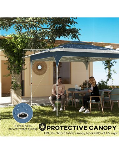 Outsunny 3.5 x 3.5 m Pop Up Gazebo with One-Push Setup, UPF50+ Double Tier Garden Party Tent Marquee with Carry Bag, Blue