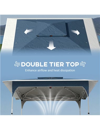 Outsunny 3.5 x 3.5 m Pop Up Gazebo with One-Push Setup, UPF50+ Double Tier Garden Party Tent Marquee with Carry Bag, Blue