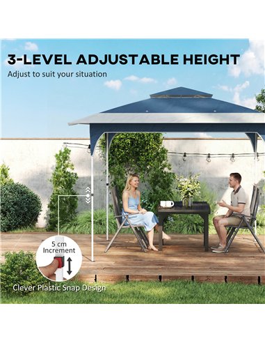 Outsunny 3.5 x 3.5 m Pop Up Gazebo with One-Push Setup, UPF50+ Double Tier Garden Party Tent Marquee with Carry Bag, Blue