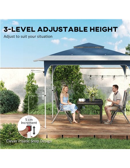 Outsunny 3.5 x 3.5 m Pop Up Gazebo with One-Push Setup, UPF50+ Double Tier Garden Party Tent Marquee with Carry Bag, Blue - pic 186249 | FastDaddyshop
