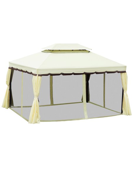 Outsunny 3x4m Aluminium Metal Gazebo with Nets and Sidewalls, Cream White - pic 18627 | FastDaddyshop