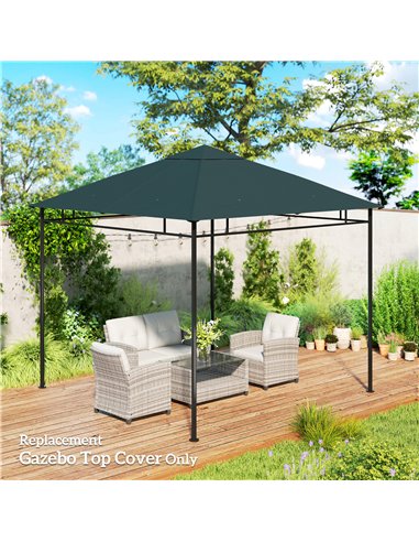Outsunny 3 x 3 m Gazebo Canopy Replacement Cover, Garden Gazebo Roof Replacement with Drain Holes, TOP COVER ONLY, Grey