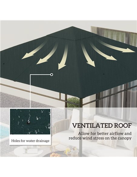 Outsunny 3 x 3 m Gazebo Canopy Replacement Cover, Garden Gazebo Roof Replacement with Drain Holes, TOP COVER ONLY, Grey - pic 186299 | FastDaddyshop