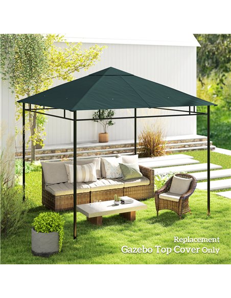 Outsunny 3 x 3 m Gazebo Canopy Replacement Cover, Garden Gazebo Roof Replacement with Drain Holes, TOP COVER ONLY, Grey - pic 186302 | FastDaddyshop