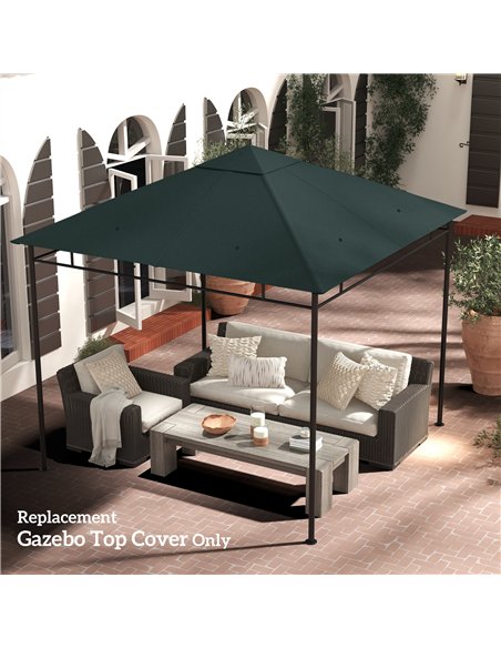 Outsunny 3 x 3 m Gazebo Canopy Replacement Cover, Garden Gazebo Roof Replacement with Drain Holes, TOP COVER ONLY, Grey - pic 186304 | FastDaddyshop