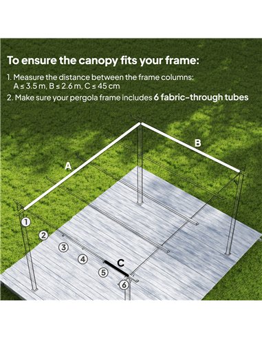 Outsunny Retractable Pergola Cover, 3.5 x 2.6 m Replacement Canopy Fabric for 4 x 3 m Frame, Roof Top Only, Brown