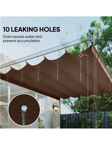 Outsunny Retractable Pergola Cover, 3.5 x 2.6 m Replacement Canopy Fabric for 4 x 3 m Frame, Roof Top Only, Brown