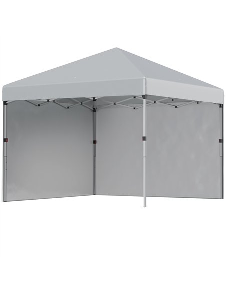 Outsunny 3 x 3 m Pop Up Gazebo, UPF 30+ Party Tent with 2 Sidewalls, Weight Bags and Wheeled Bag, Light Grey - pic 186332 | FastDaddyshop