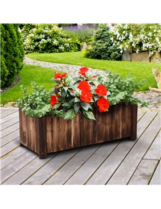 Outsunny Wooden Raised Garden Bed, 120 x 50 x 45cm Elevated Planter Box, Outdoor Flower Bed with Drainage Gaps, Easy Assembly 2