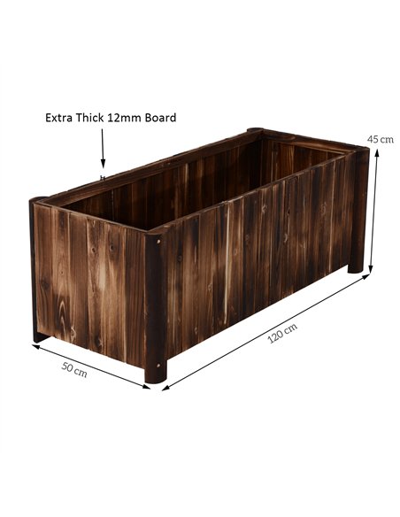 Outsunny Wooden Raised Garden Bed, 120 x 50 x 45cm Elevated Planter Box, Outdoor Flower Bed with Drainage Gaps, Easy Assembly - pic 186352 | FastDaddyshop