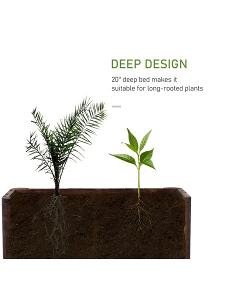 Outsunny Wooden Raised Garden Bed, 120 x 50 x 45cm Elevated Planter Box, Outdoor Flower Bed with Drainage Gaps, Easy Assembly - pic 186353 | FastDaddyshop