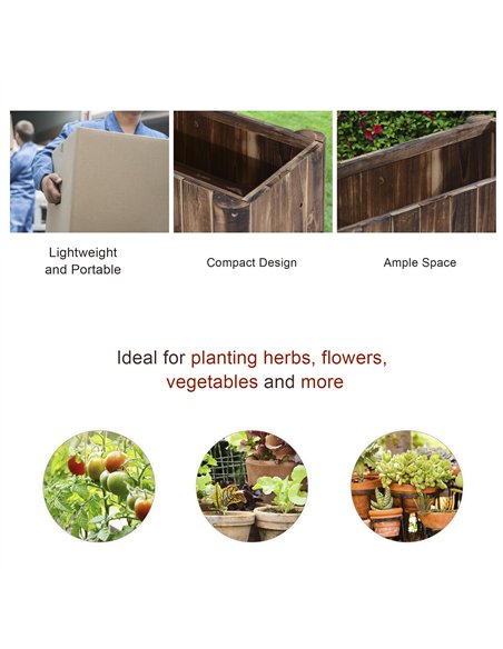 Outsunny Wooden Raised Garden Bed, 120 x 50 x 45cm Elevated Planter Box, Outdoor Flower Bed with Drainage Gaps, Easy Assembly - pic 186355 | FastDaddyshop