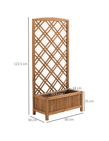 Outsunny Garden Planter with Trellis, Wooden Raised Bed for Garden with Lattice Trellis for Vegetables, Herbs and Flowers, Brown