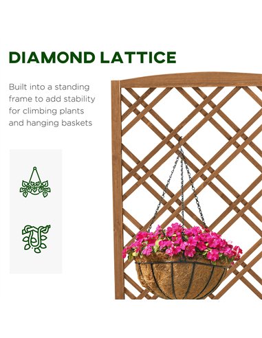 Outsunny Garden Planter with Trellis, Wooden Raised Bed for Garden with Lattice Trellis for Vegetables, Herbs and Flowers, Brown