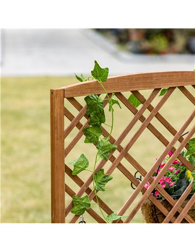 Outsunny Garden Planter with Trellis, Wooden Raised Bed for Garden with Lattice Trellis for Vegetables, Herbs and Flowers, Brown
