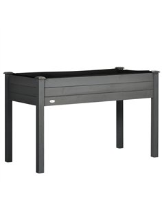 Outsunny Raised Bed for Garden, Wooden Elevated Planter Box with Bed Liner, for Flower Vegetable Herb, Dark Grey