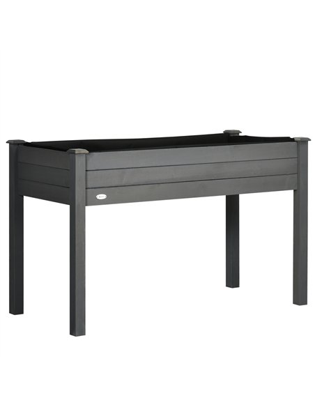 Outsunny Raised Bed for Garden, Wooden Elevated Planter Box with Bed Liner, for Flower Vegetable Herb, Dark Grey - pic 186404 | FastDaddyshop