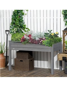 Outsunny Raised Bed for Garden, Wooden Elevated Planter Box with Bed Liner, for Flower Vegetable Herb, Dark Grey 2