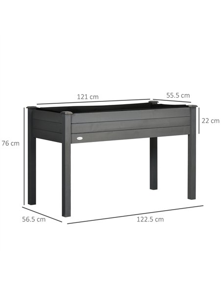 Outsunny Raised Bed for Garden, Wooden Elevated Planter Box with Bed Liner, for Flower Vegetable Herb, Dark Grey - pic 186406 | FastDaddyshop