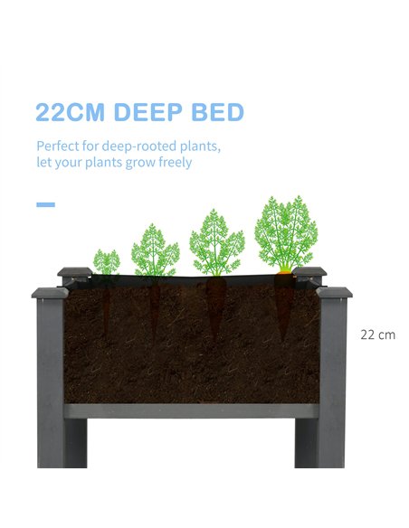 Outsunny Raised Bed for Garden, Wooden Elevated Planter Box with Bed Liner, for Flower Vegetable Herb, Dark Grey - pic 186409 | FastDaddyshop